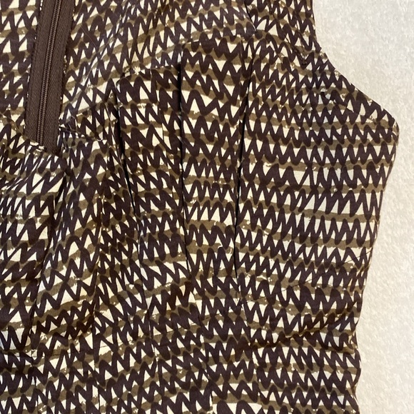 Tracy Reese structured peplum brown tan abstract silk blend bustier top S - Picture 5 of 13